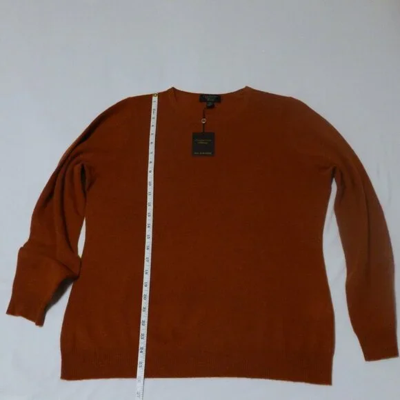 Charter Club Cashmere Long Sleeve Crewneck Sweater XL Bronze Pecan Rust NWT - Picture 8 of 14